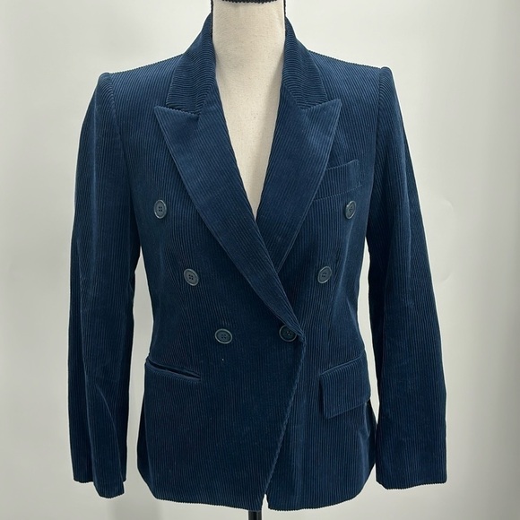 Stella Mccartney Double-breasted Cotton-corduroy Blazer Blue 38/ size US small - Picture 2 of 14